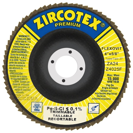 Flexovit FLAP DISC ZIRCOTEX 4 in X5/8 in 4X5/8 Z4025F